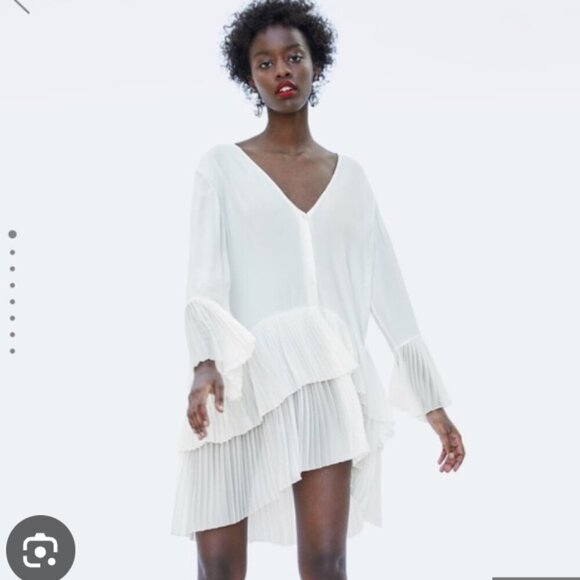 Zara white Pleated Blouse size xS - Picture 1 of 3